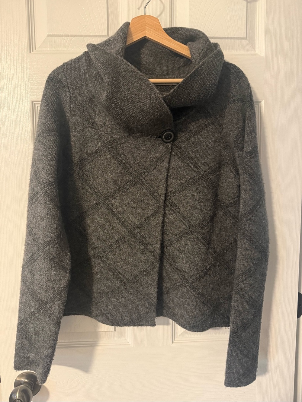 Ricki's Gray Quilted Wool-Blend Button Cardigan